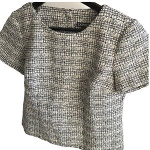 Express Tweed Top-White/Black-Size S